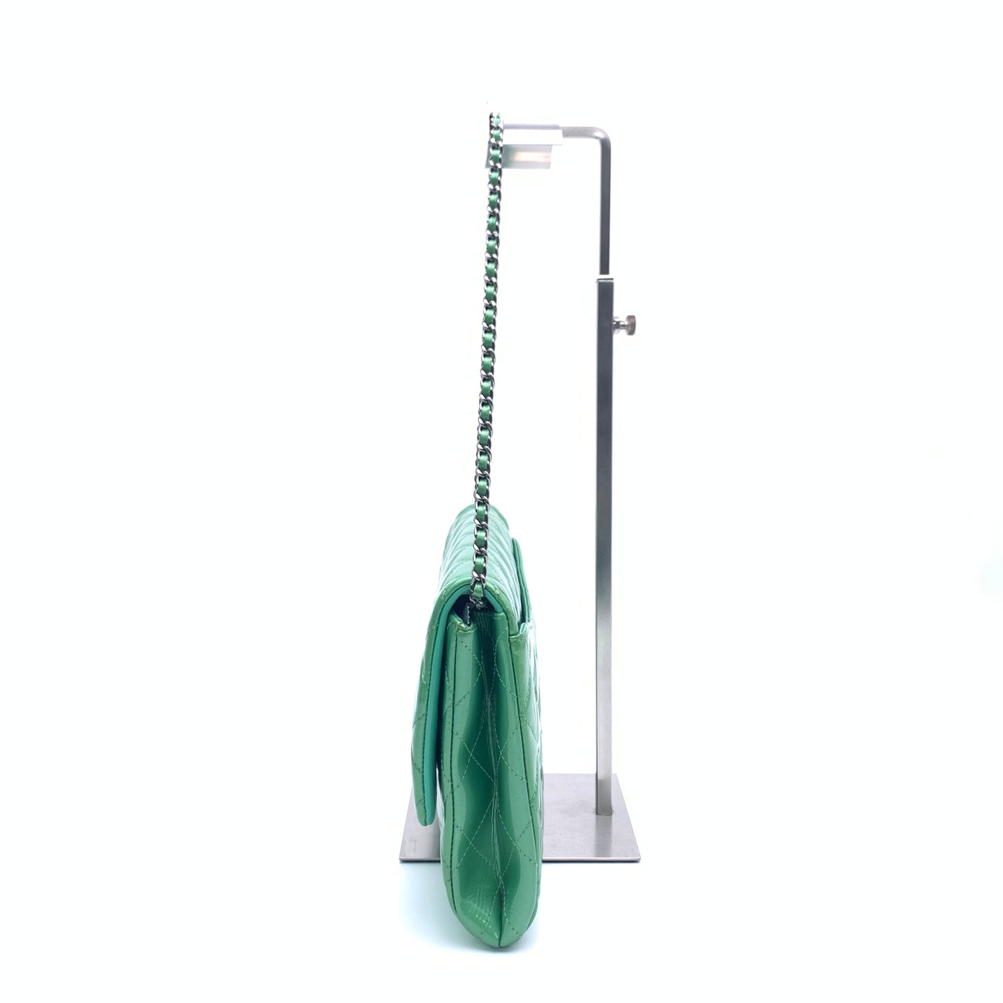 Chanel Envelope Chains Apple Patent Green Leather Shoulder Bag