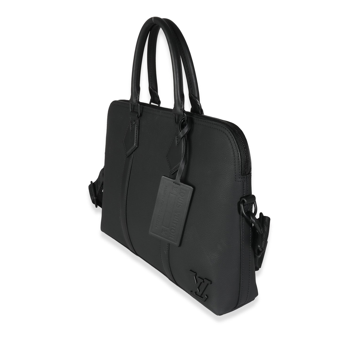 Louis Vuitton Aerogram Takeoff Briefcase Calfskin Black Handbag