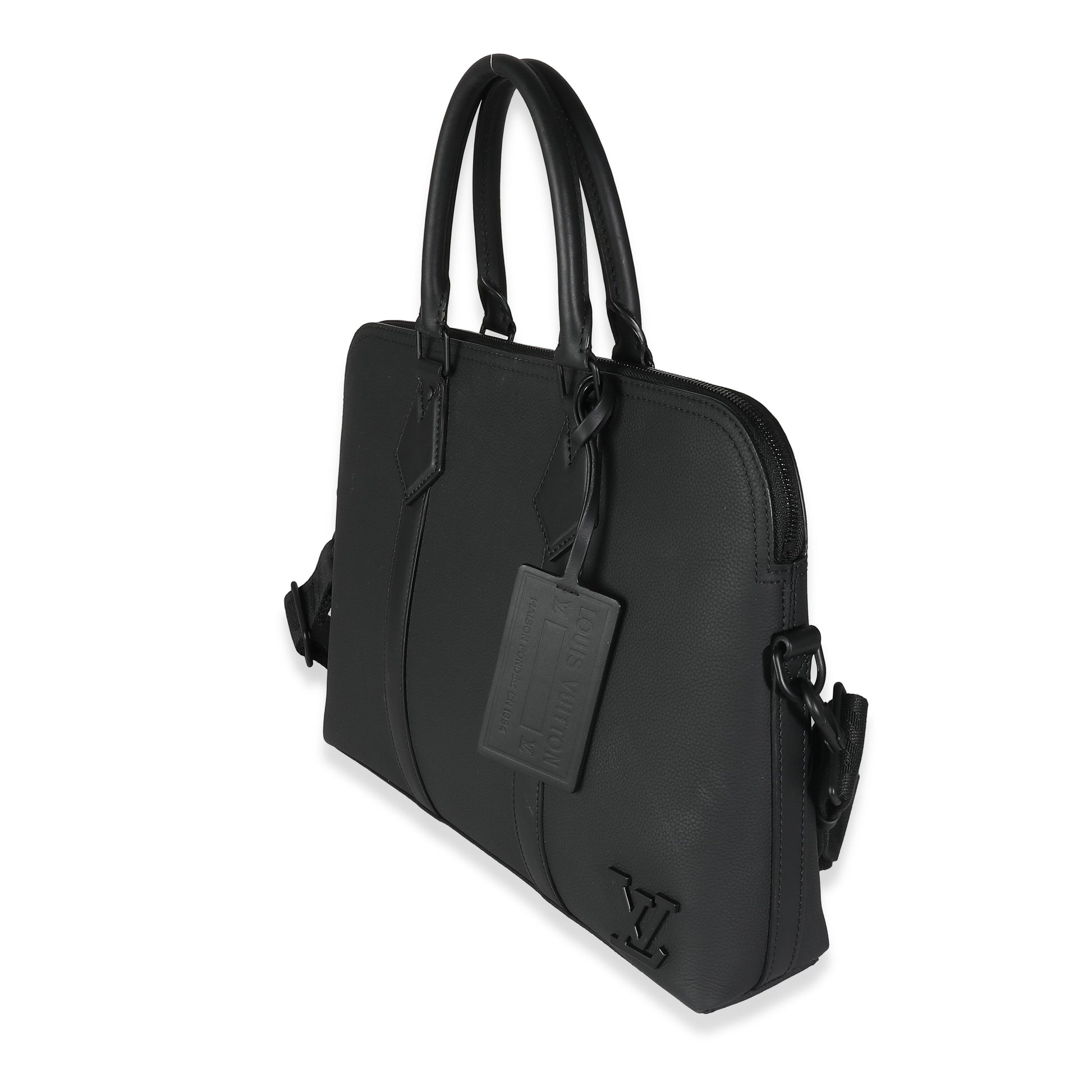 Louis Vuitton Aerogram Takeoff Briefcase Calfskin Black Handbag