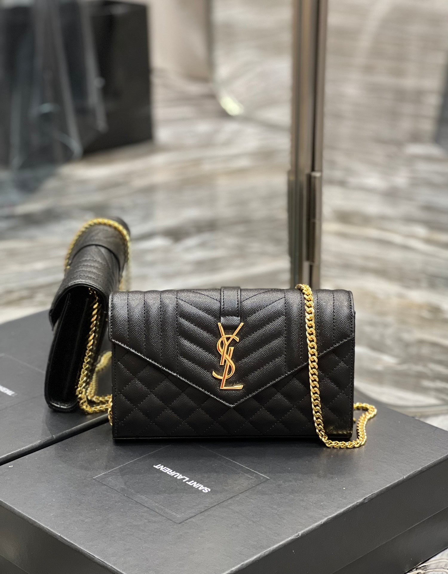 YSL Saint Laurent YSL Top Quality Envelope Bag For Women Black Small Travel Bag