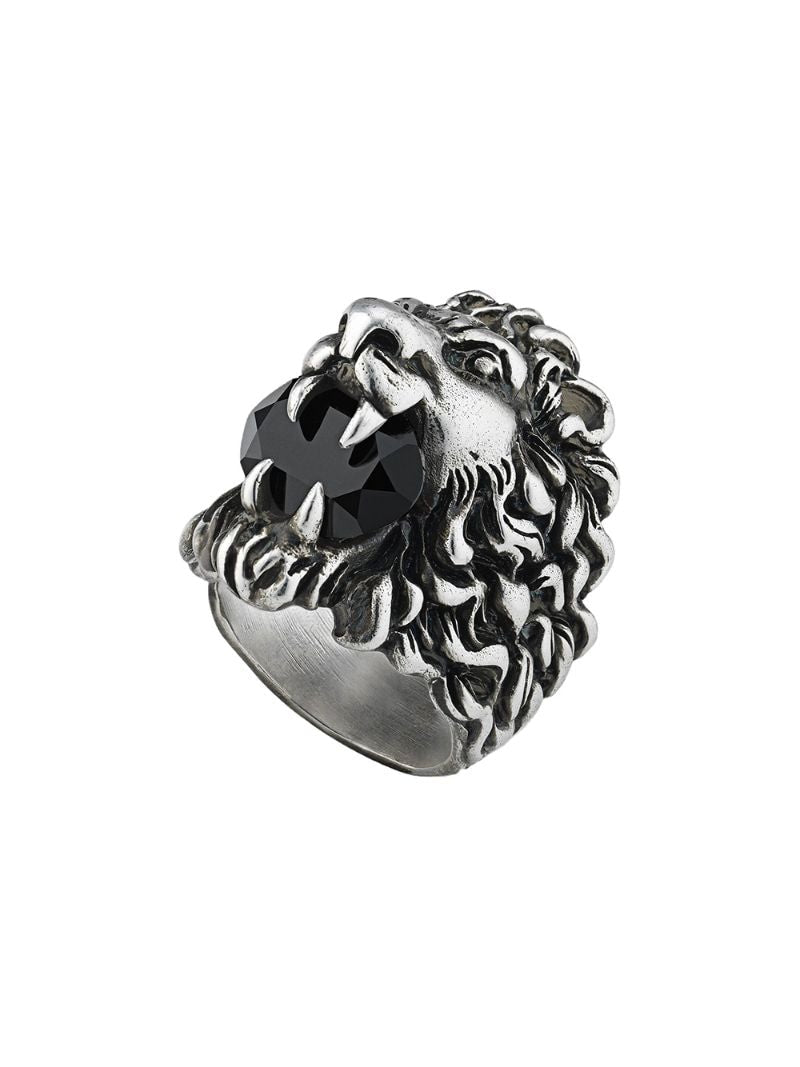 Gucci - Lion head ring with crystal - men - metal/Swarovski Crystal - 63, 53, 50 - SILVER