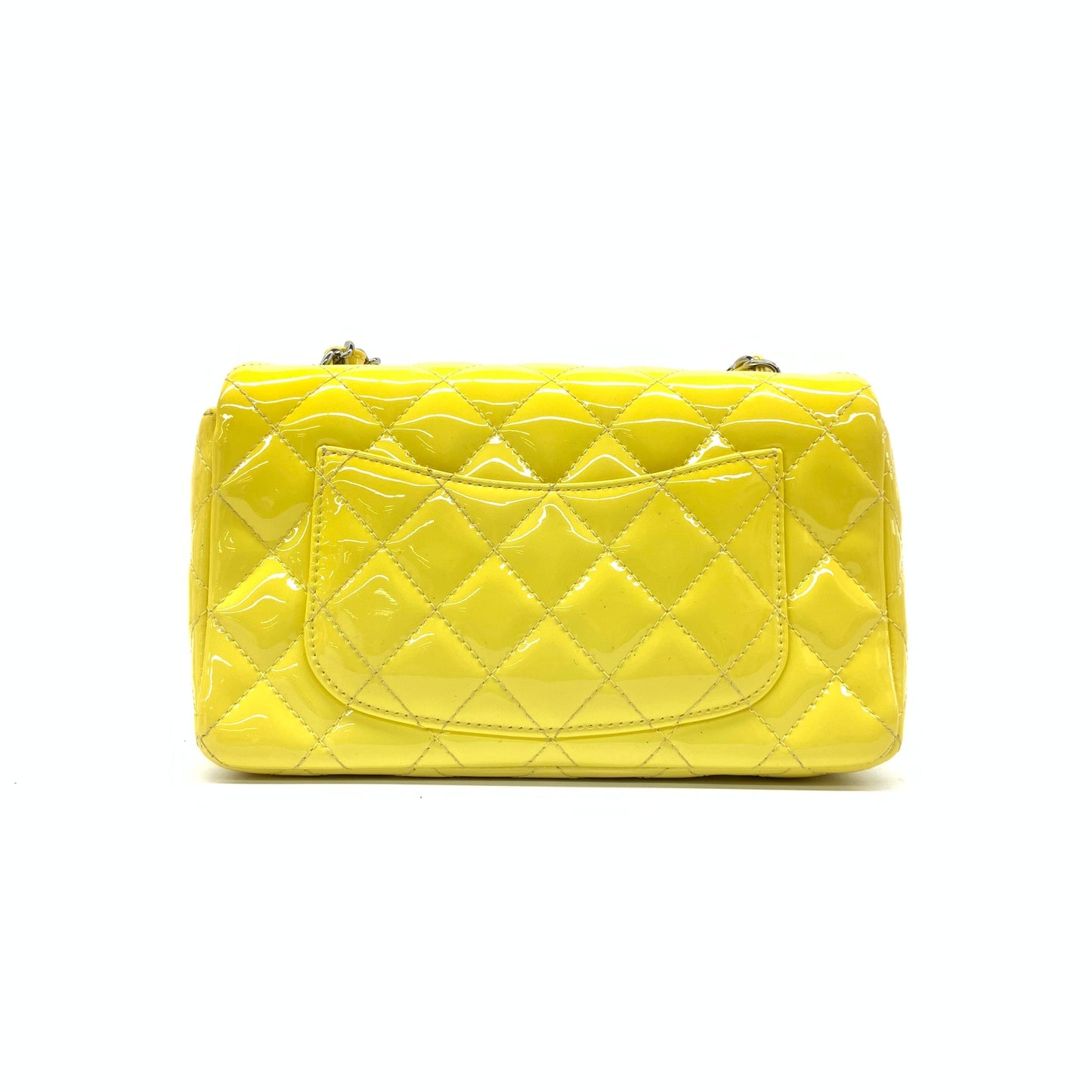 Chanel Classic Flap Rectangular Yellow Patent HW Silver Leather Mini Bag