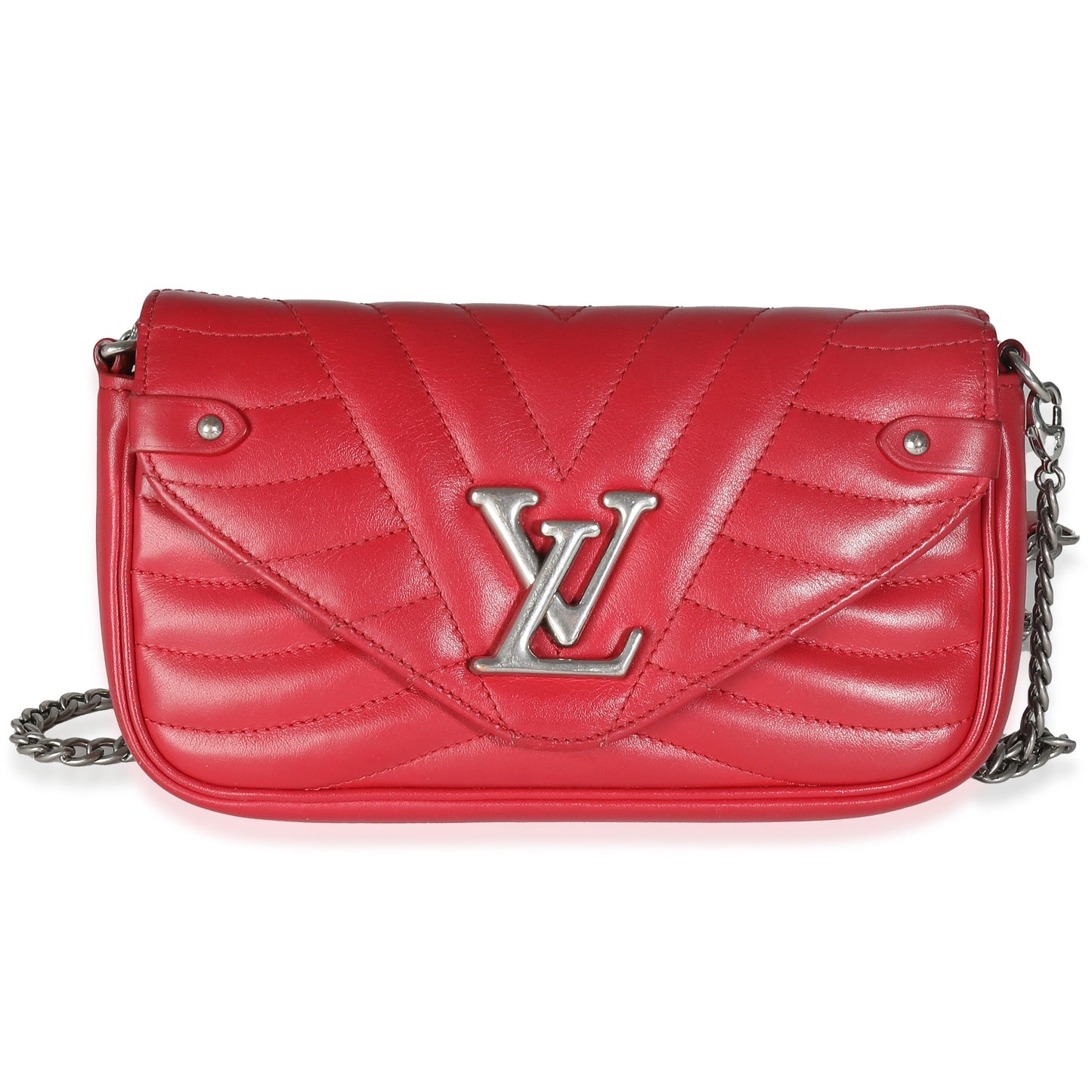 Louis Vuitton Scarlet New Wave Pochette Calfskin Chain Clutch Bag