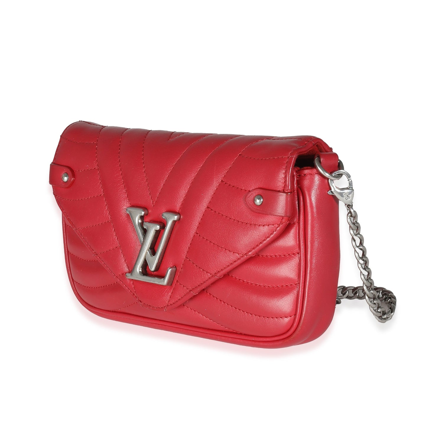 Louis Vuitton Scarlet New Wave Pochette Calfskin Chain Clutch Bag