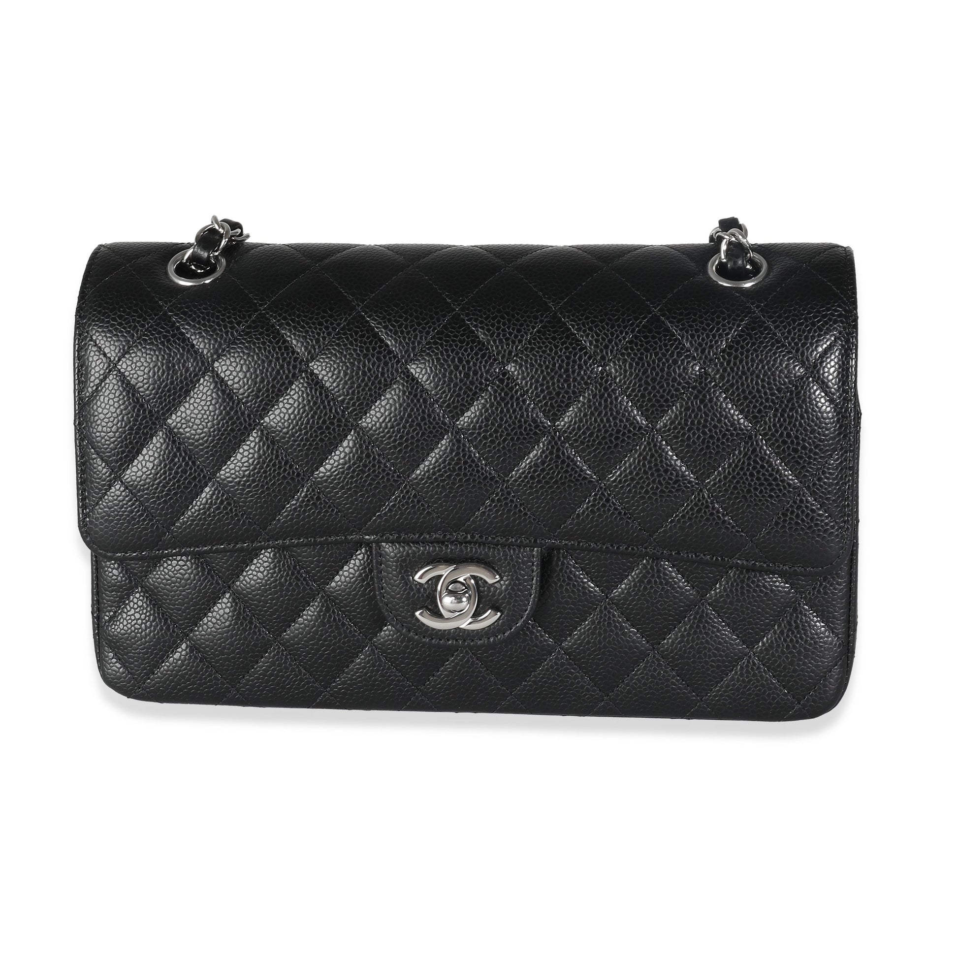 Chanel Black Quilted Caviar Medium Double Classic New Bag