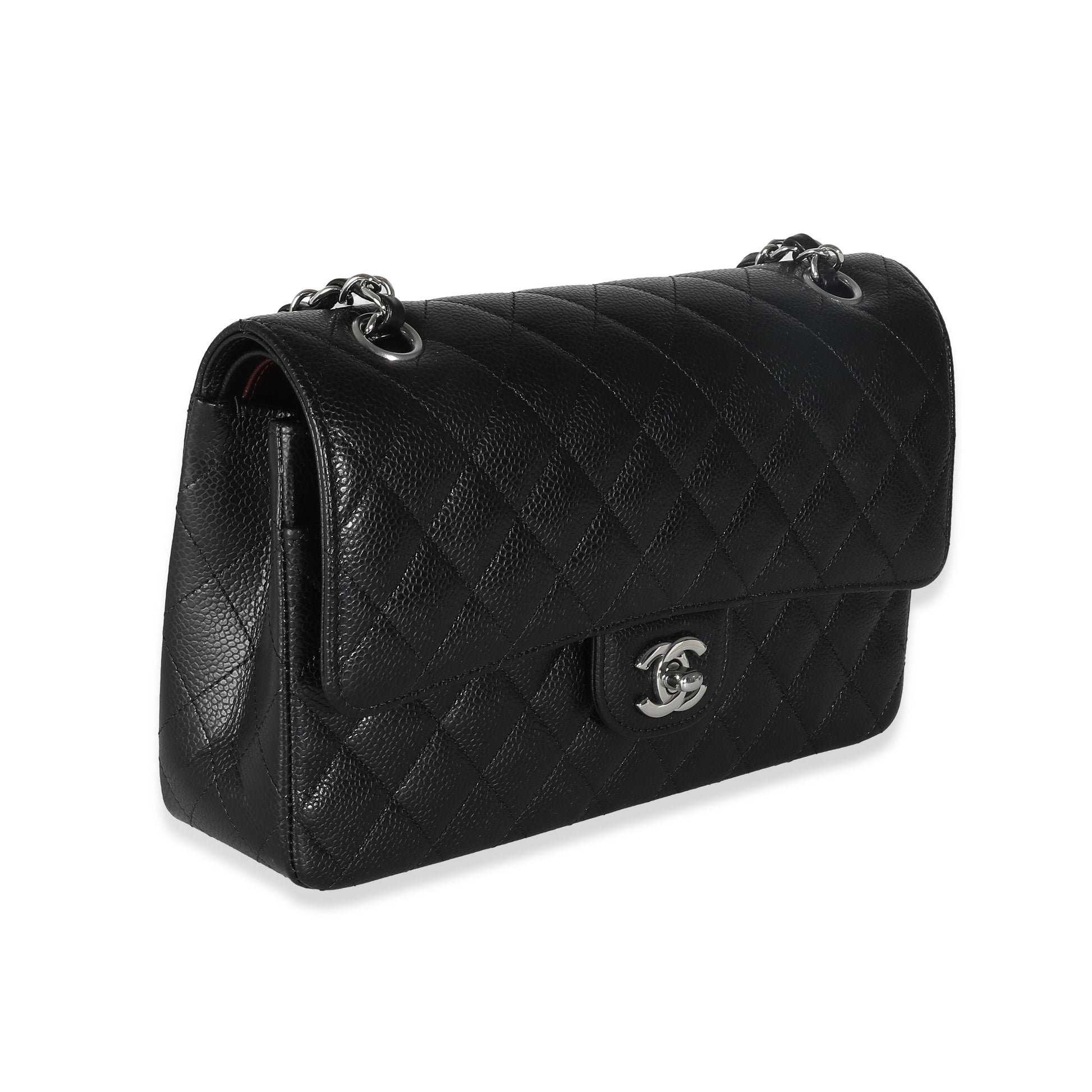 Chanel Black Quilted Caviar Medium Double Classic New Bag