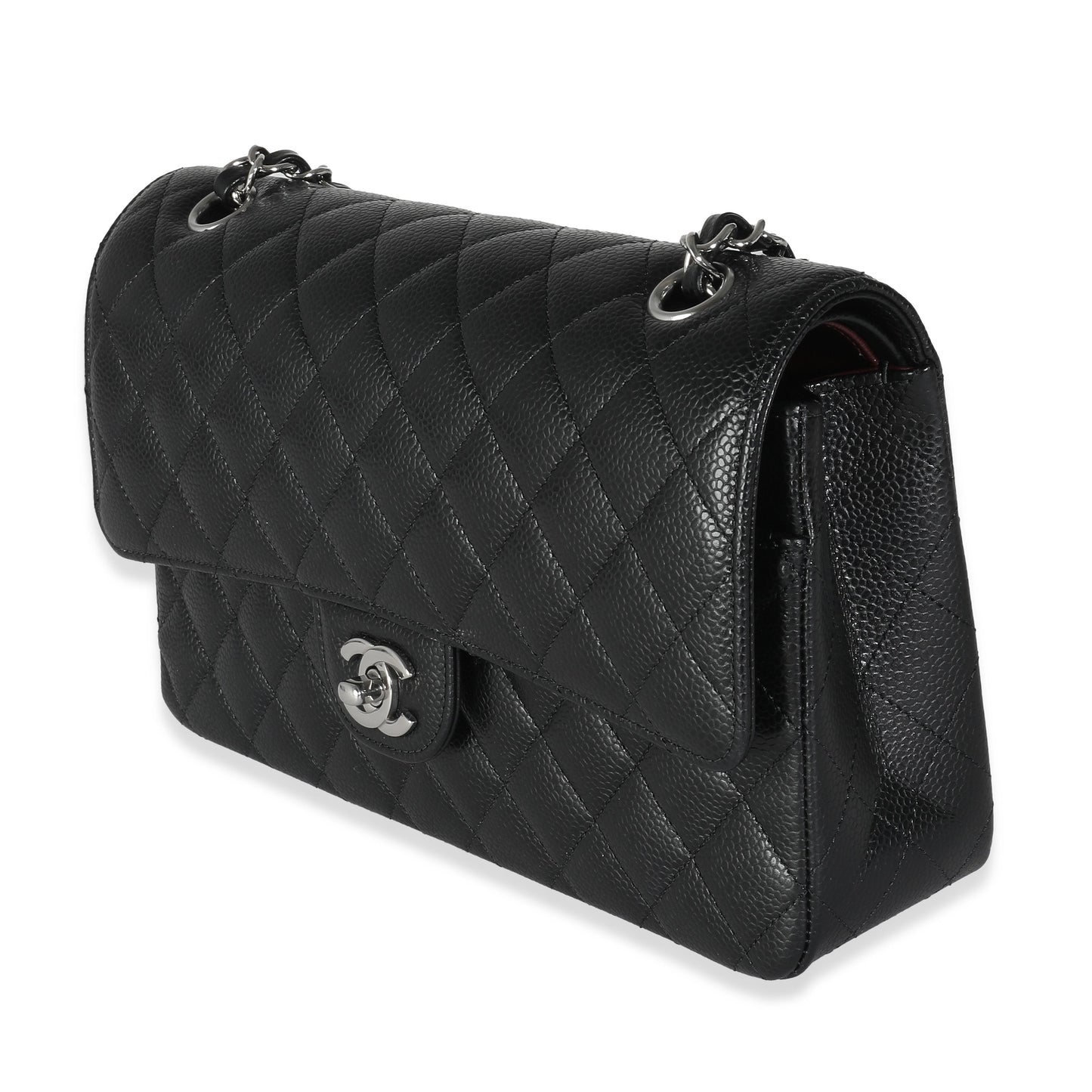 Chanel Black Quilted Caviar Medium Double Classic New Bag
