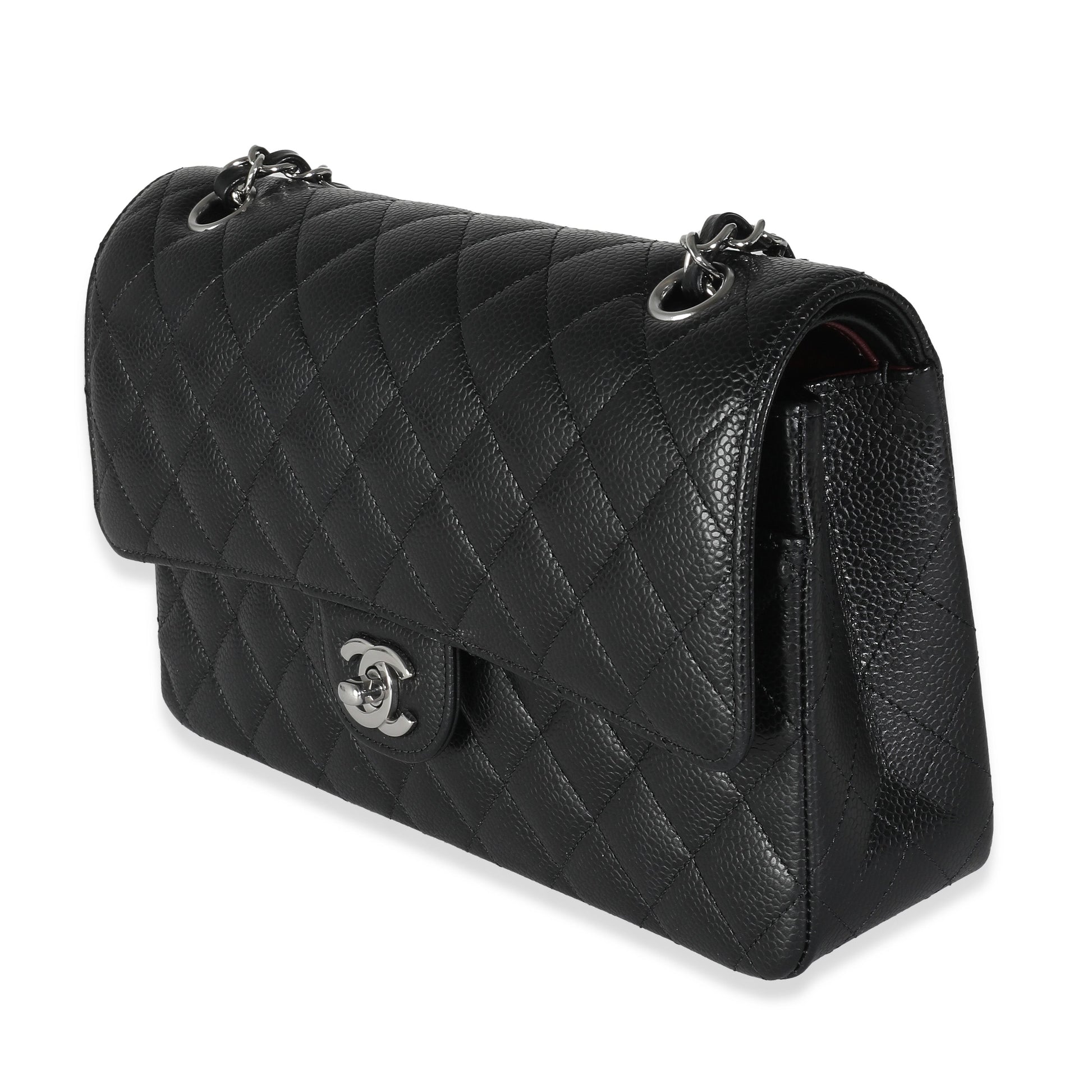 Chanel Black Quilted Caviar Medium Double Classic New Bag