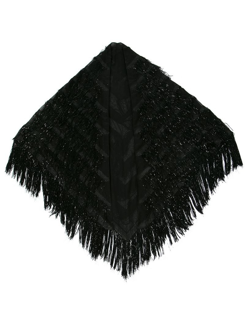 Gucci - fringed scarf - women - Silk/Viscose/Metallic Fibre - One Size - Black