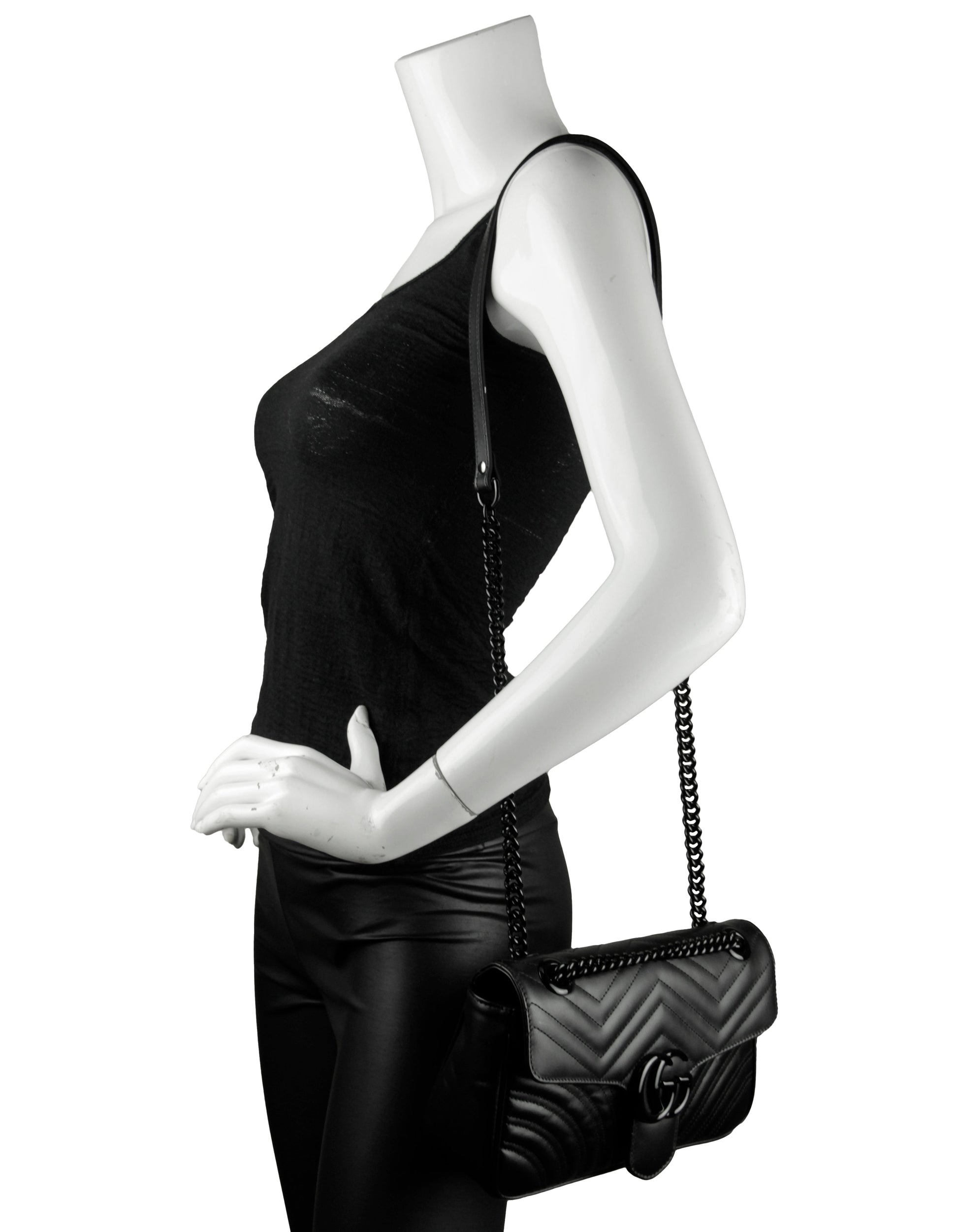 Gucci SO Black Small GG Marmont Matelasse Shoulder Bag