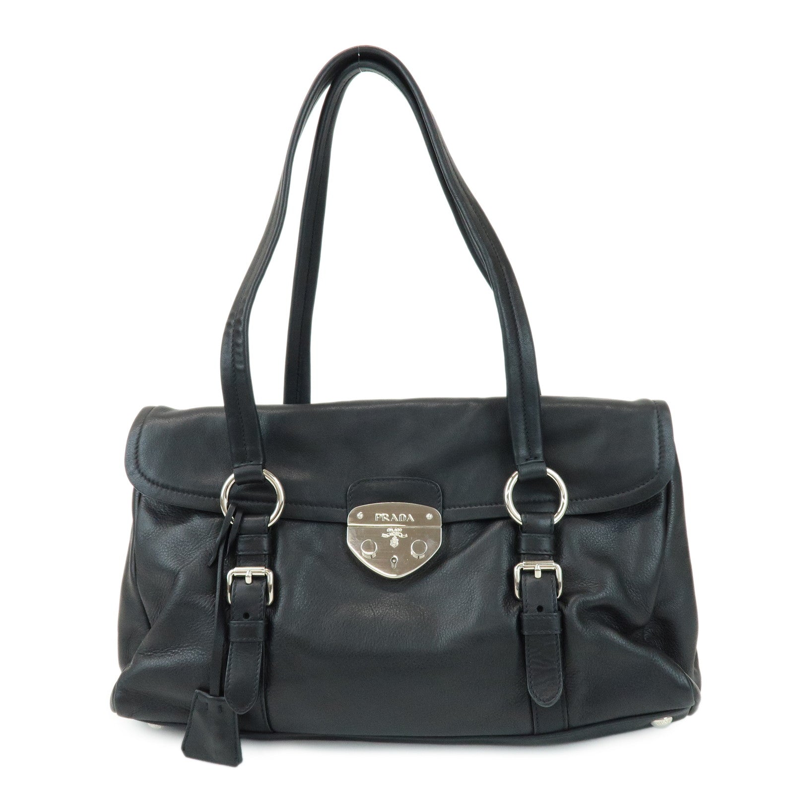 Shoulder Bag Calf Leather Black