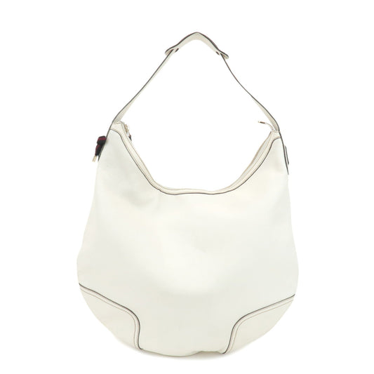 GUCCI Sherry Princy Leather Shoulder Bag White 162882