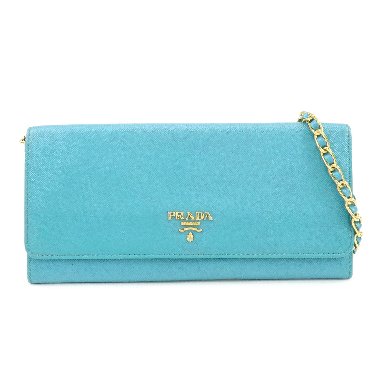 Shoulder Bag Wallet Leather Saffiano Blue