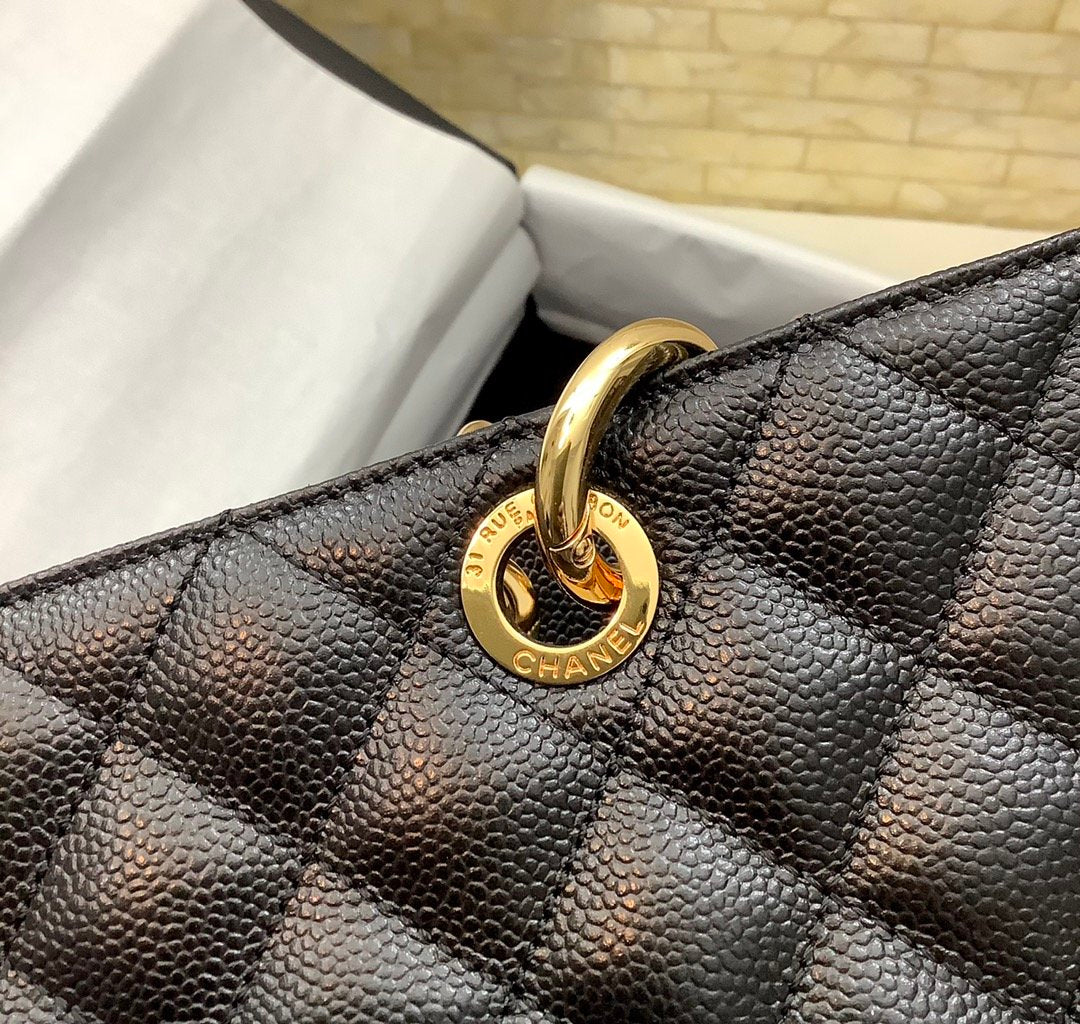 Chanel Classic Tote Bag Toned Hardware For Women Black Gold