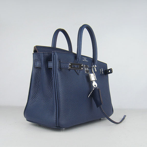 Hermes Luxury Birkin Cm Handbag Dark Blue Silver Travel Bag