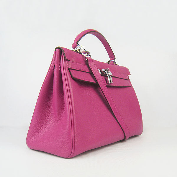 Hermes Luxury Kelly Cm Togo Handbag Peach Leather Silver Travel Bag