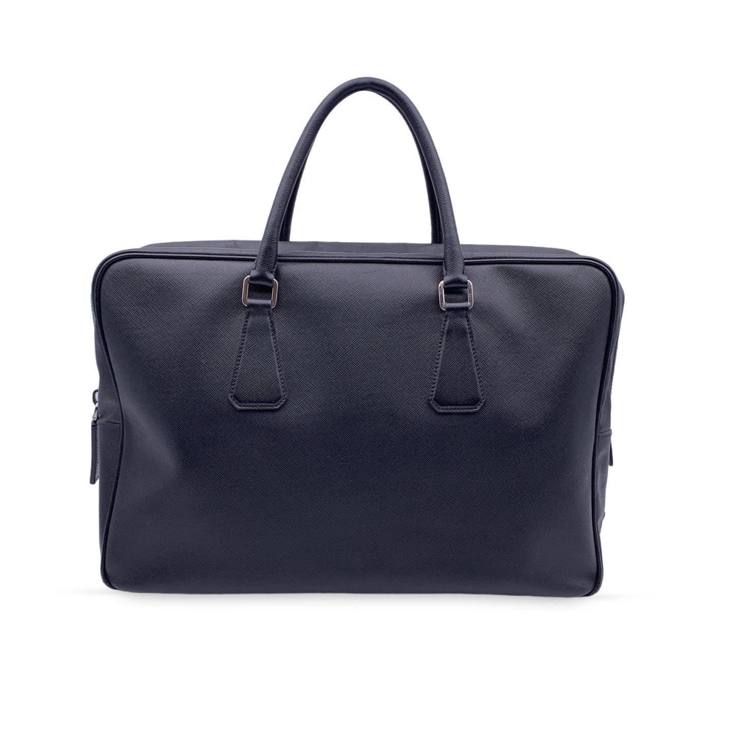 Prada Top Briefcase Satchel Work Bag Leather Saffiano Black Satchel Bag