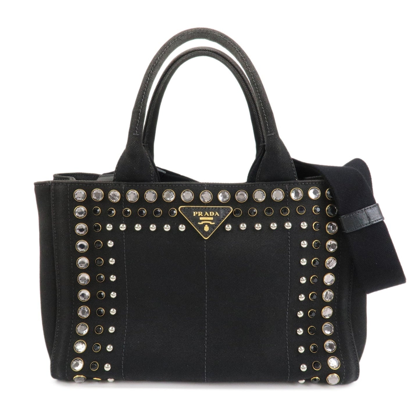 Triangle Canapa Bijoux 2Way Hand Bag Denim Black Logo Handbag