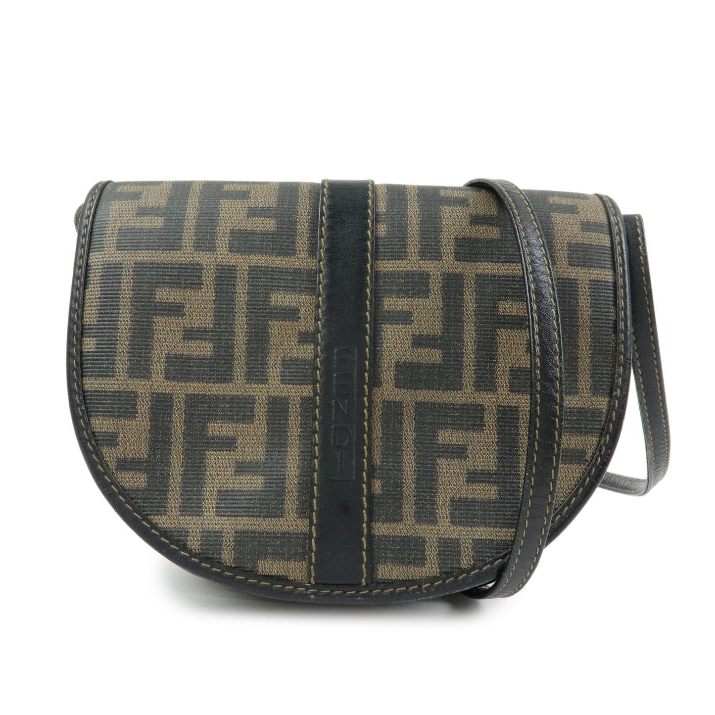Shoulder Bag Zucca PVC Leather Canvas Black