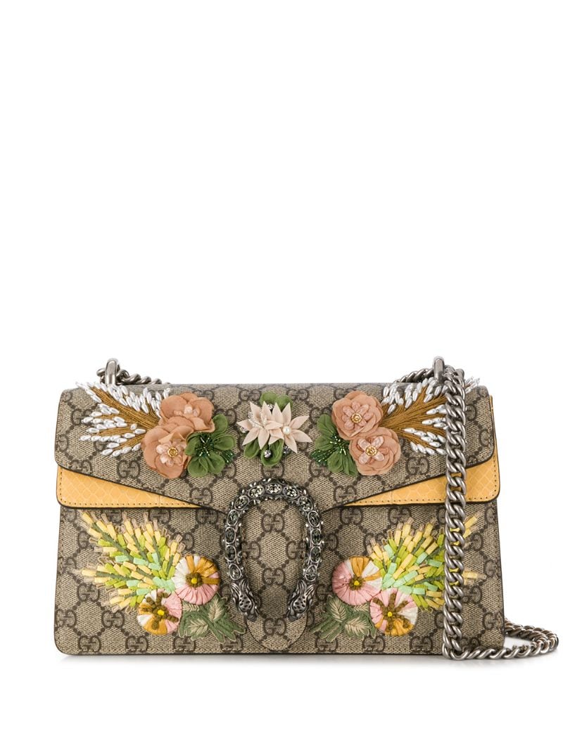 Gucci - floral monogram bag - women - Polyurethane - One Size - NEUTRALS