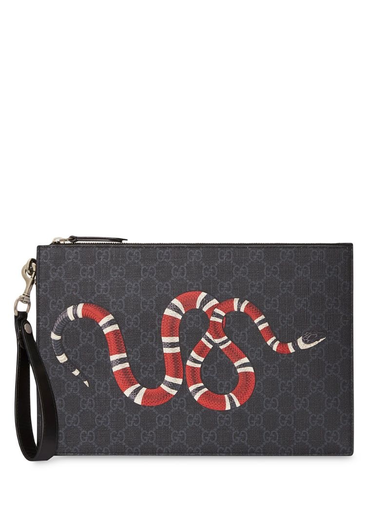 Gucci - GG pouch with kingsnake - men - Canvas - One Size - Black