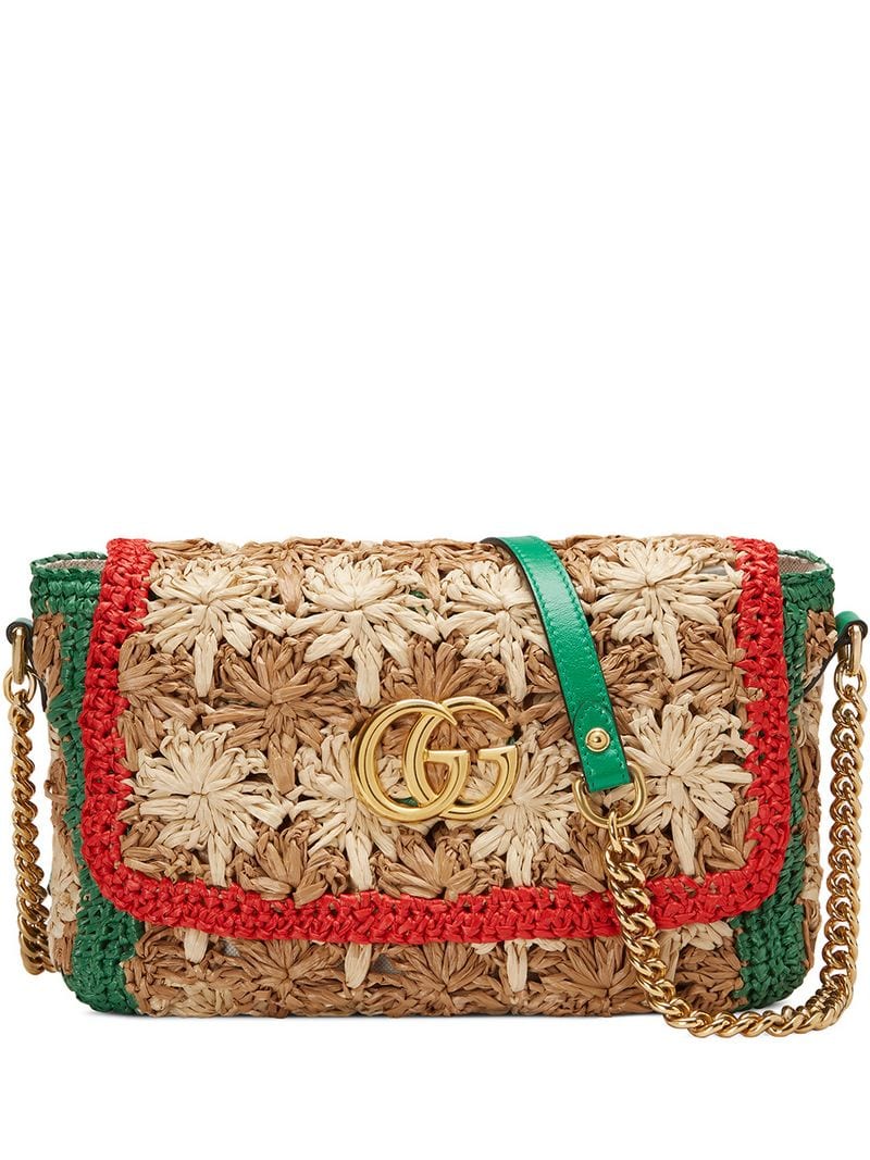 Gucci - GG Marmont shoulder bag - women - metal/Viscose/Raffia/Linen/Flax - One Size - Multicolour