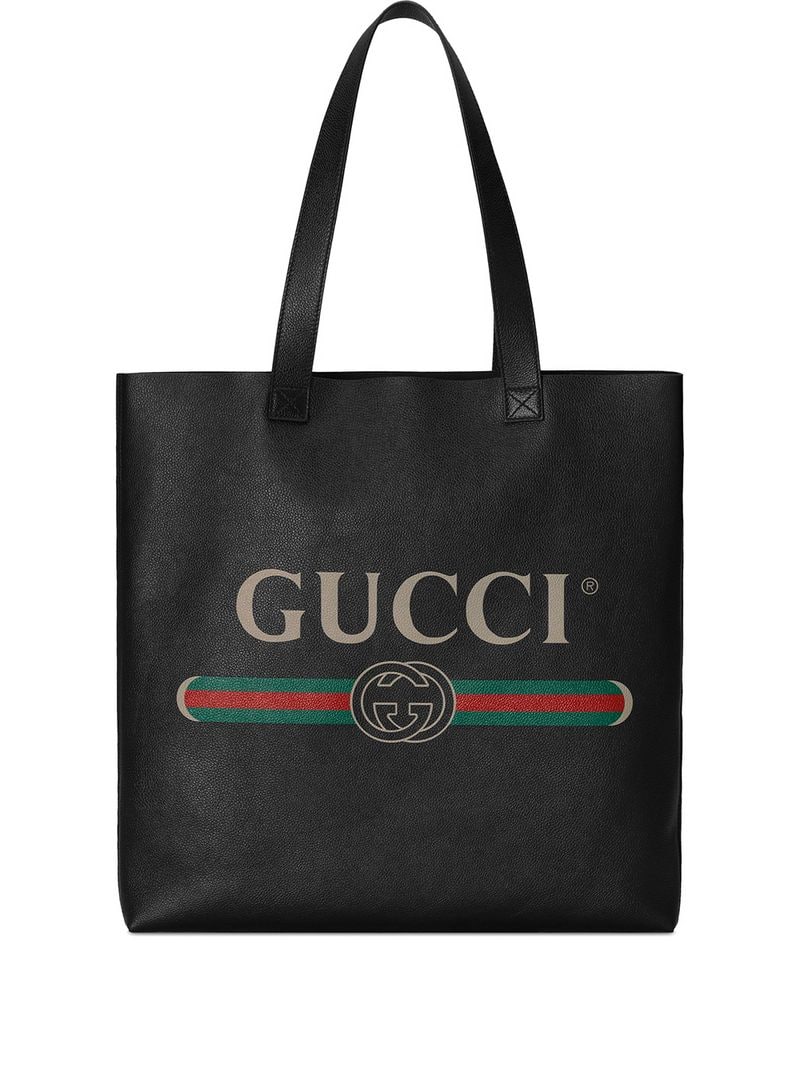 Gucci - logo-print leather tote bag - men - Leather - One Size - Black