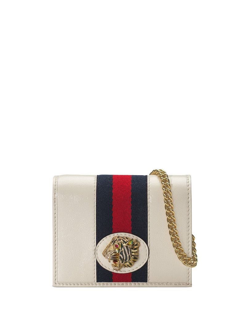 Gucci - Rajah chain card case - women - Leather - One Size - White