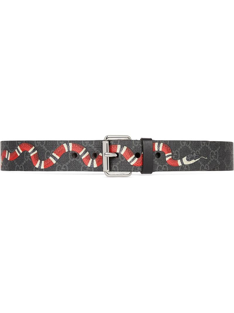 Gucci - GG belt with Kingsnake print - men - Canvas - 80, 85, 90, 95, 100, 105, 110 - Black
