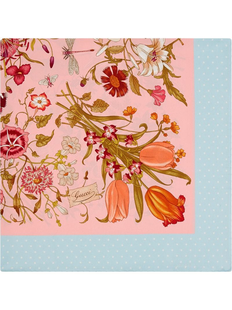 Gucci - Silk scarf with Flora print - women - Silk - One Size - PINK