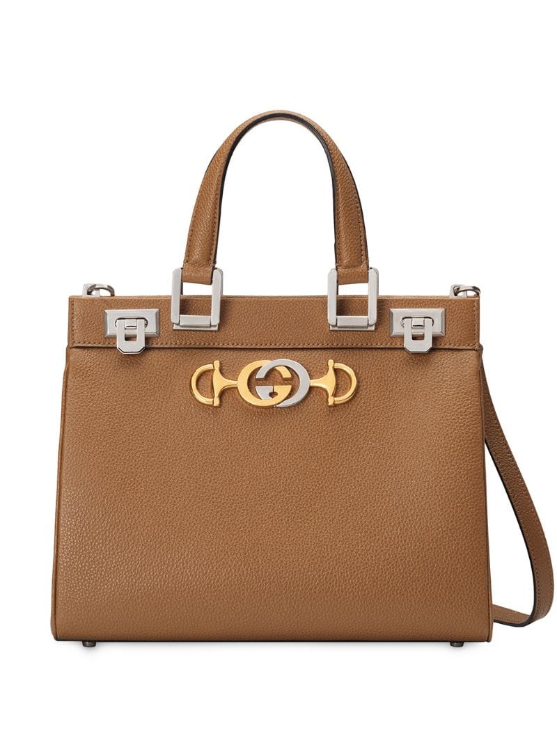 Gucci - Gucci Zumi grainy leather medium top handle bag - women - Leather/metal - One Size - Brown