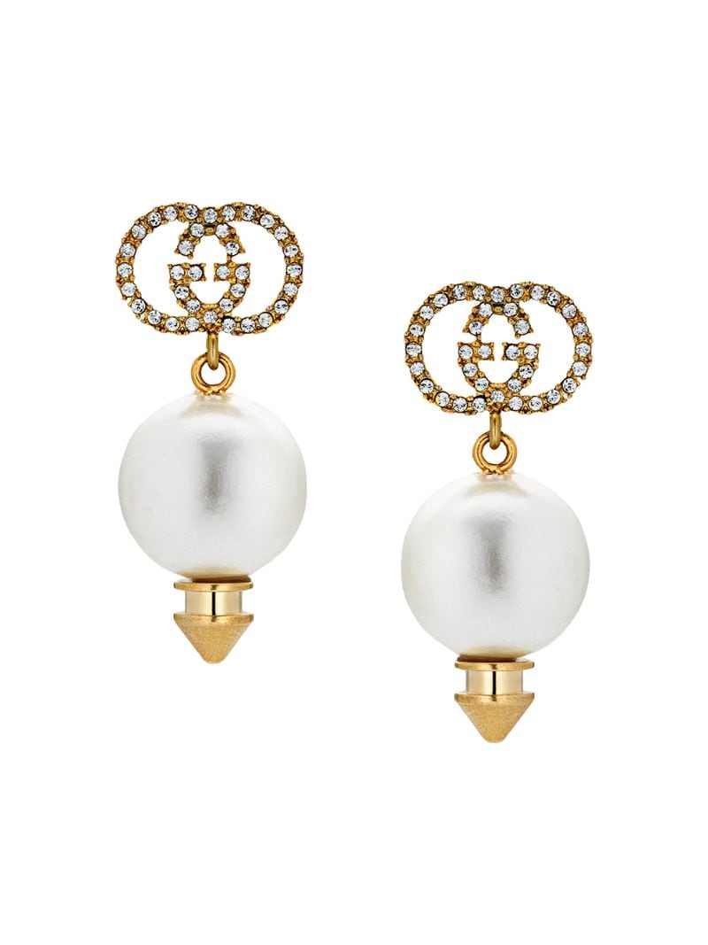 Gucci - GG faux pearl earrings - women - Crystal/metal - One Size - GOLD