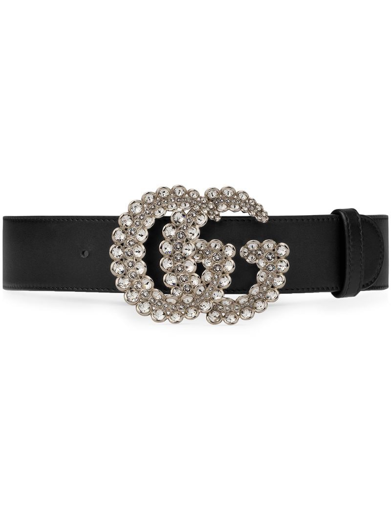 Gucci - GG crystal leather belt - women - Leather/metal - 70, 65 - Black