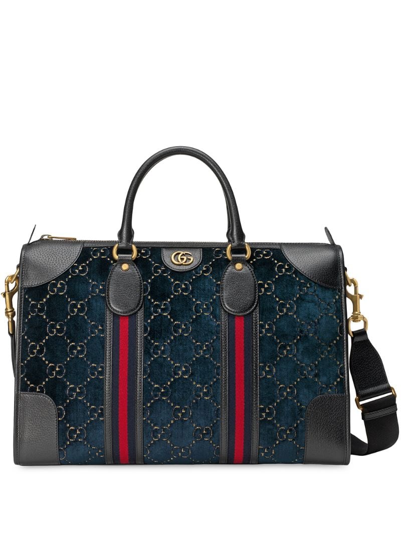 Gucci - medium GG velvet duffle bag - men - Cotton/Velvet/Linen/Flax - One Size - Blue