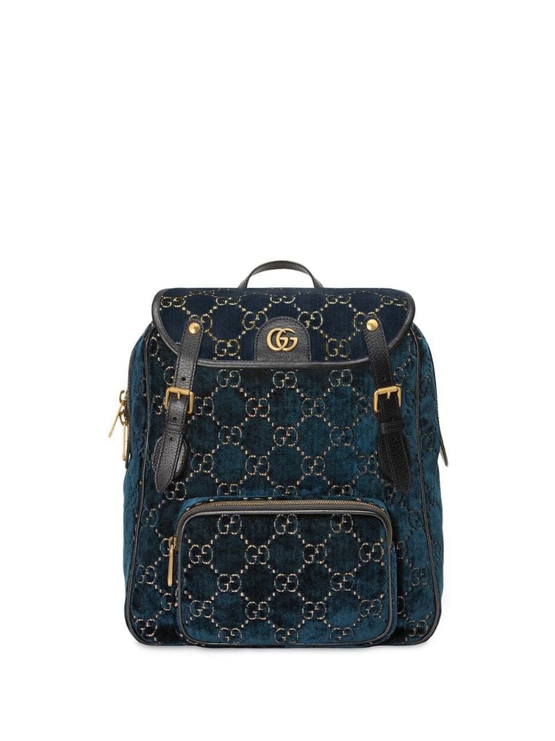 Gucci - small GG pattern backpack - men - Leather/Velvet - One Size - Blue