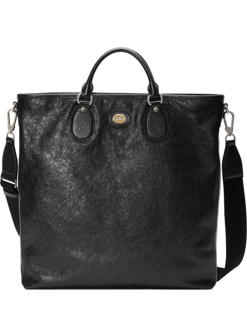 Gucci - Soft leather tote - men - Cotton/Linen/Flax/Calf Leather - One Size - Black