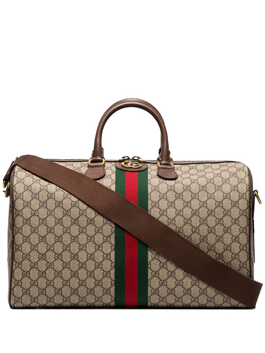 Gucci - GG Supreme holdall - men - Leather/Nylon - One Size - Brown