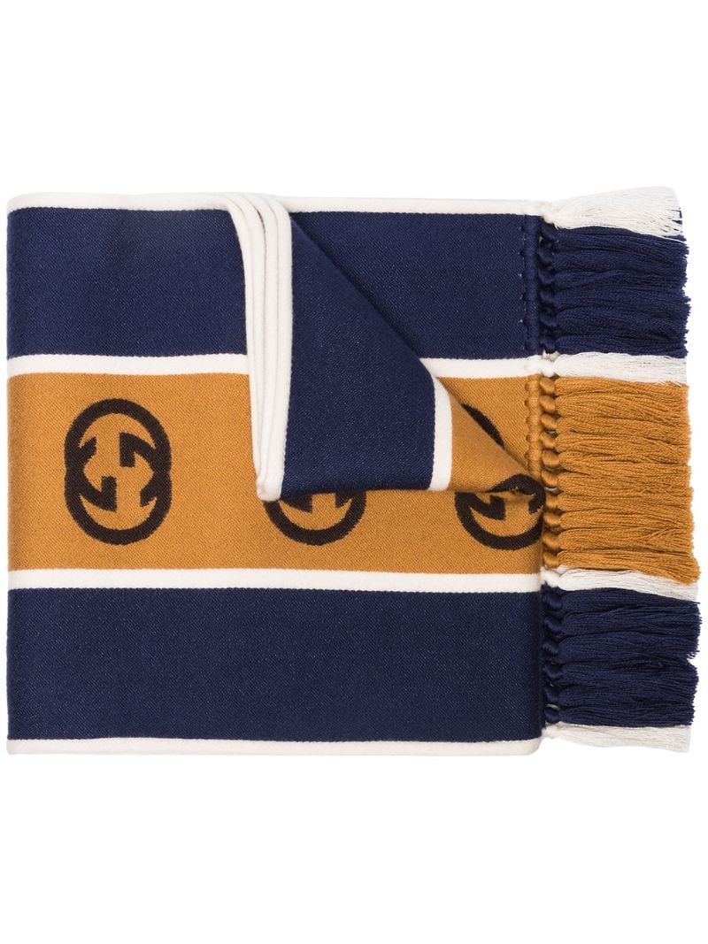 Gucci - GG striped scarf - men - Cotton/Wool - One Size - Blue
