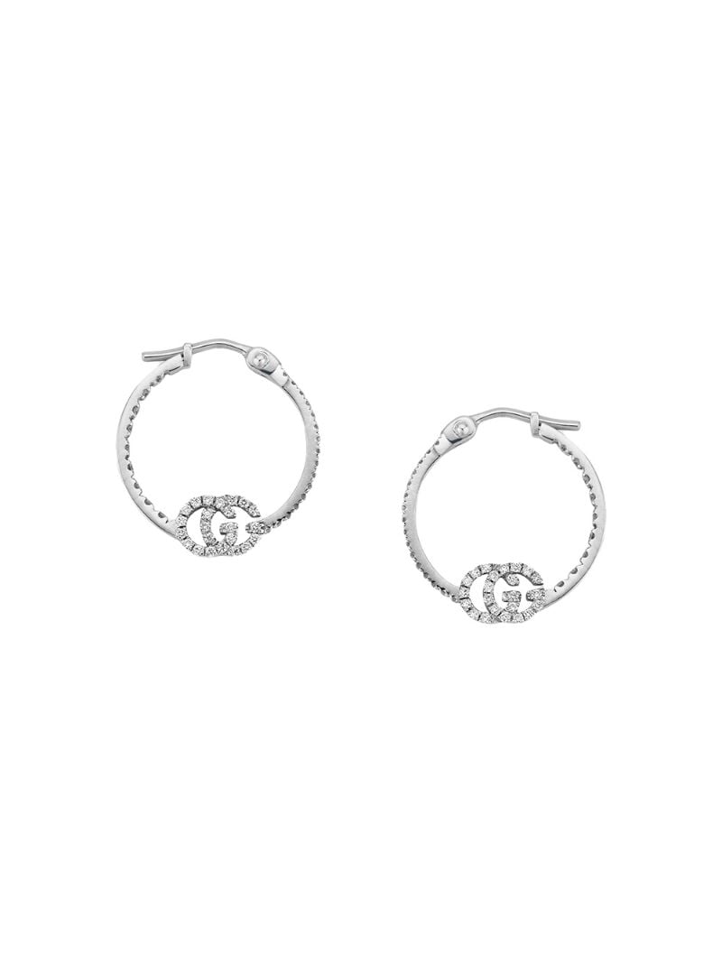 Gucci - GG Running earrings with diamonds - women - 18kt White Gold/White Diamond - One Size - SILVER