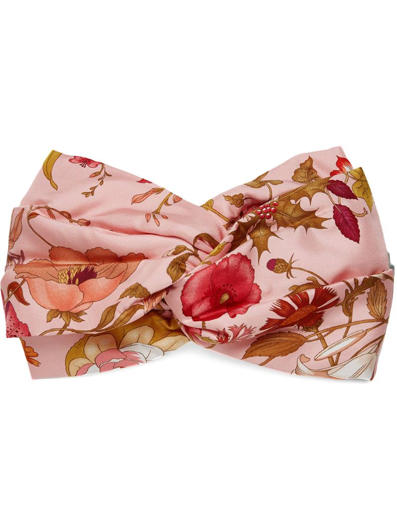 Gucci - floral-print headband - women - Silk/Polyester - M - PINK