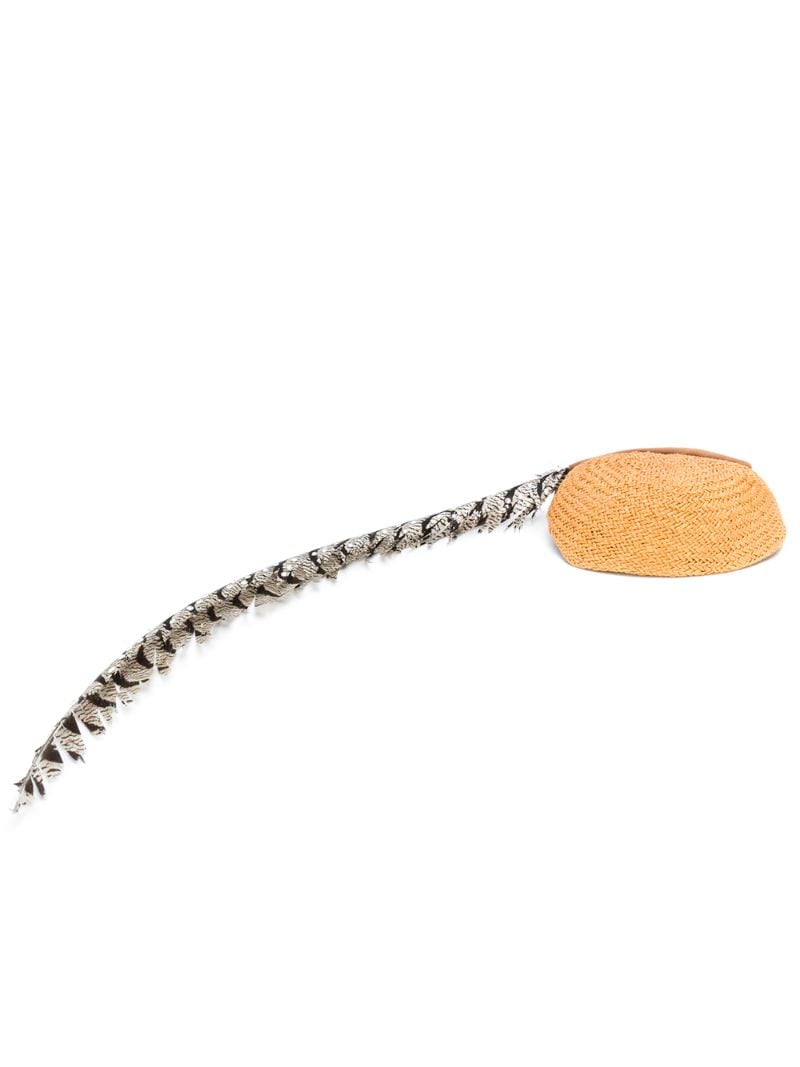 Gucci - embellished feather hat - women - Paper Yarn/Pheasant Feathers/Cotton/Viscose - M - NEUTRALS
