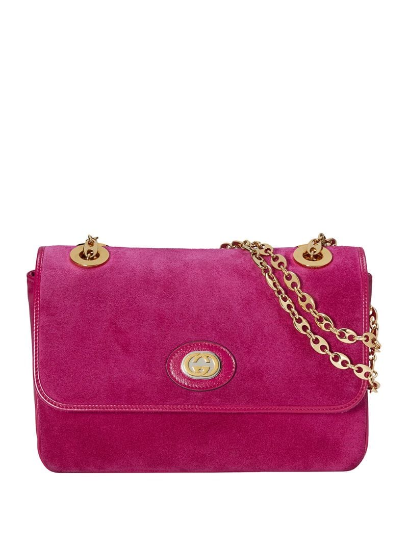Gucci - small Suede shoulder bag - women - Microfibre/Leather/Suede/metal - One Size - PINK