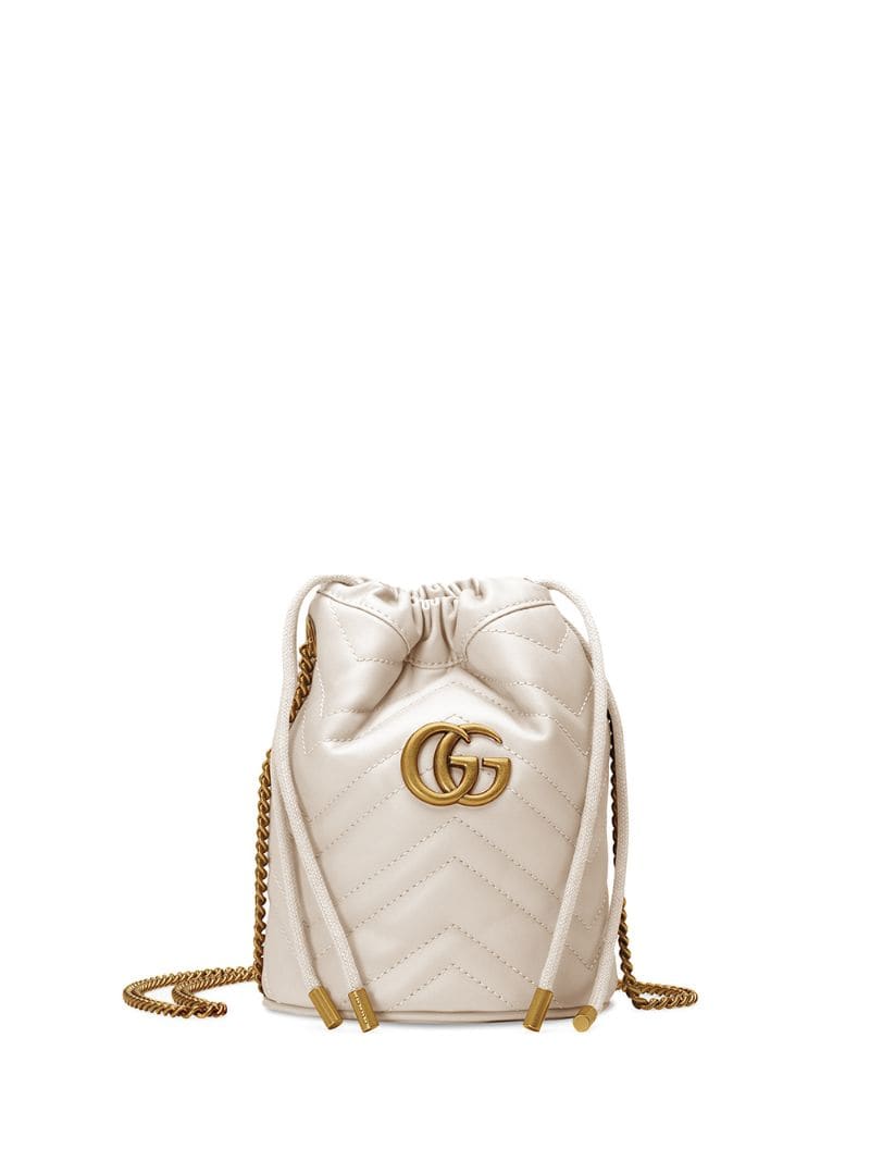 Gucci - mini GG Marmont bucket bag - women - metal/Microfibre/Leather - One Size - White