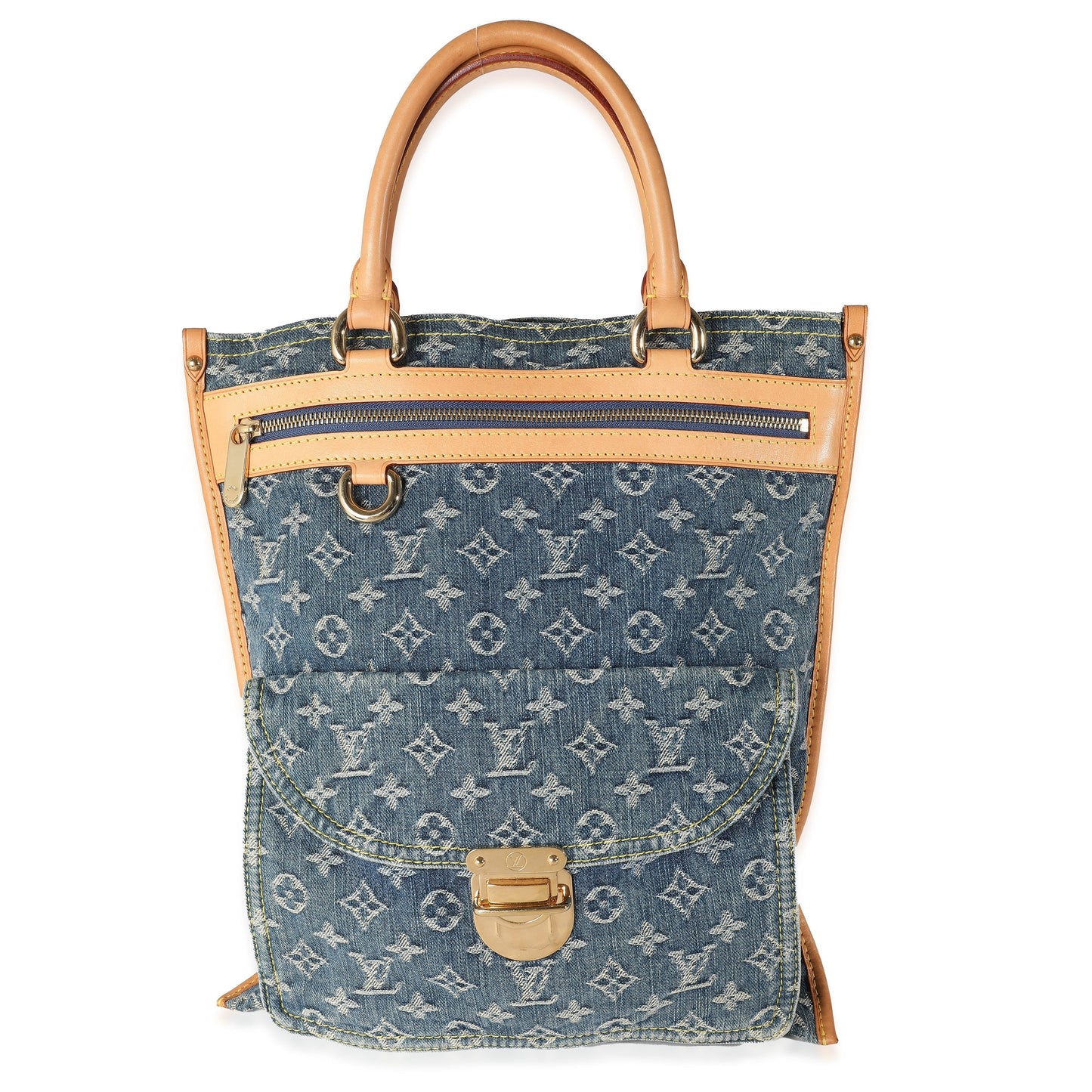 Louis Vuitton Sac Plat Monogram Denim Blue Handbag