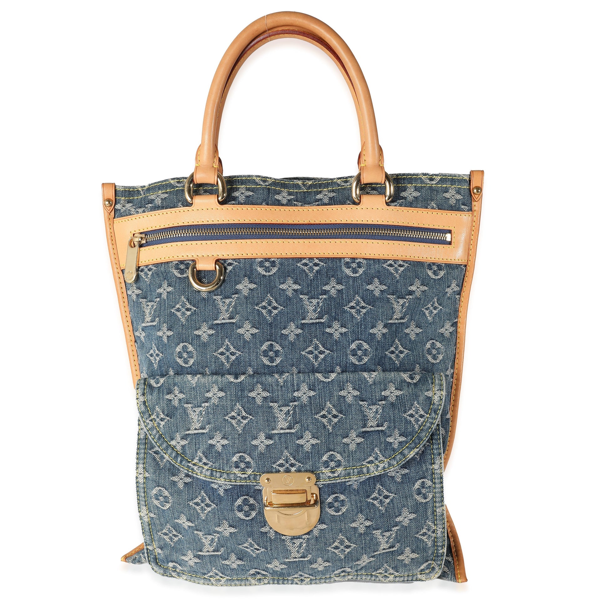 Louis Vuitton Sac Plat Monogram Denim Blue Handbag