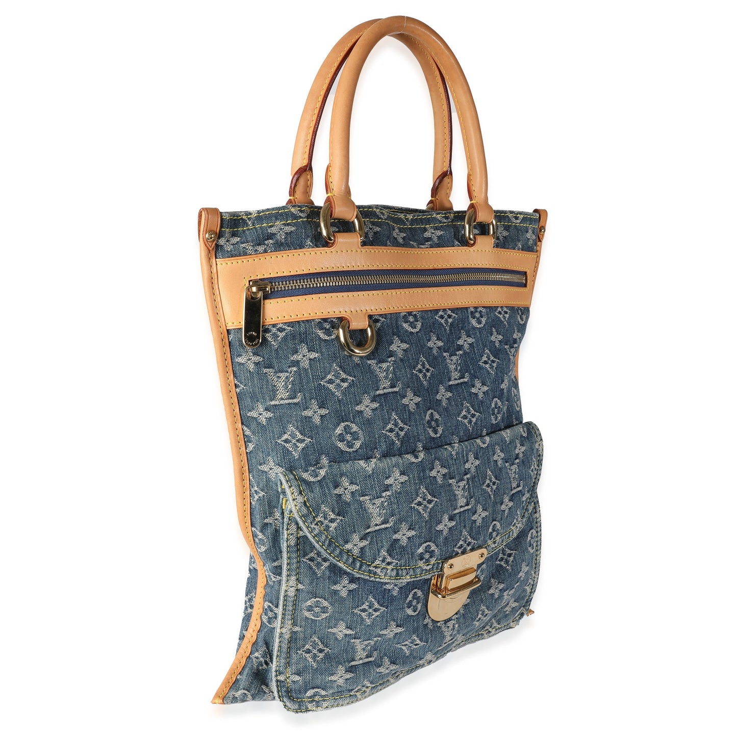 Louis Vuitton Sac Plat Monogram Denim Blue Handbag