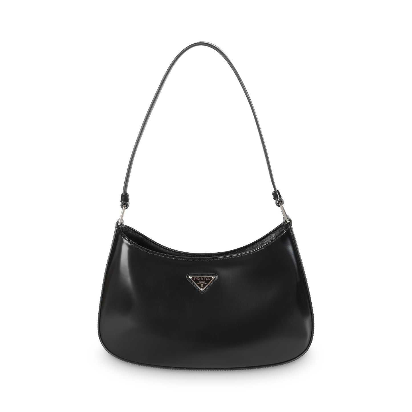 Prada Brushed Cleo Shoulder Bag Leather Black