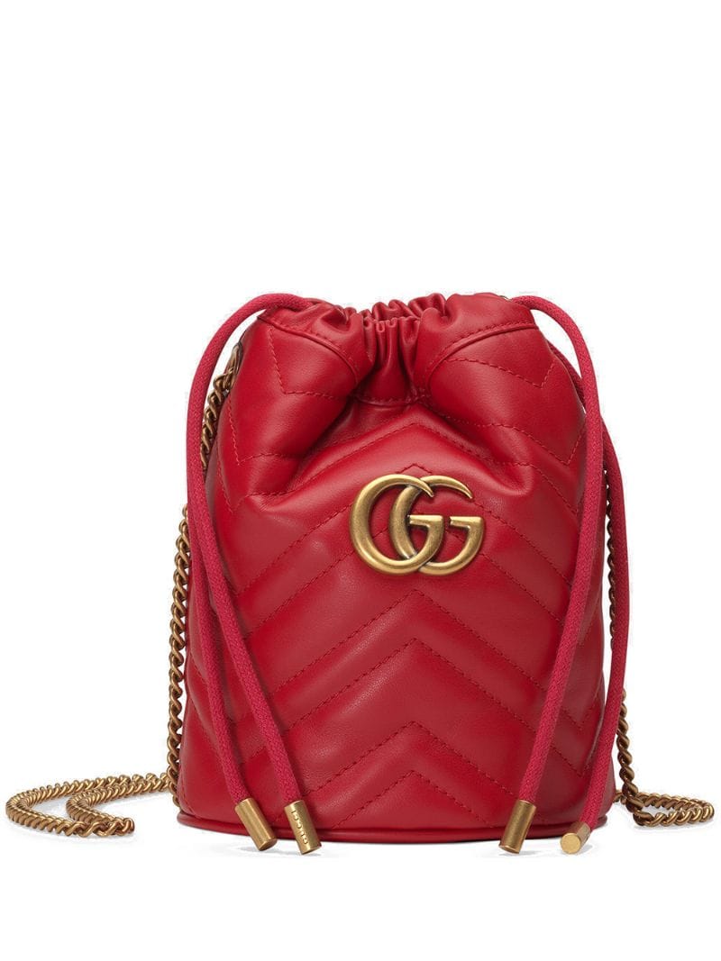 Gucci - GG Marmont mini bucket bag - women - metal/Leather - One Size - Red