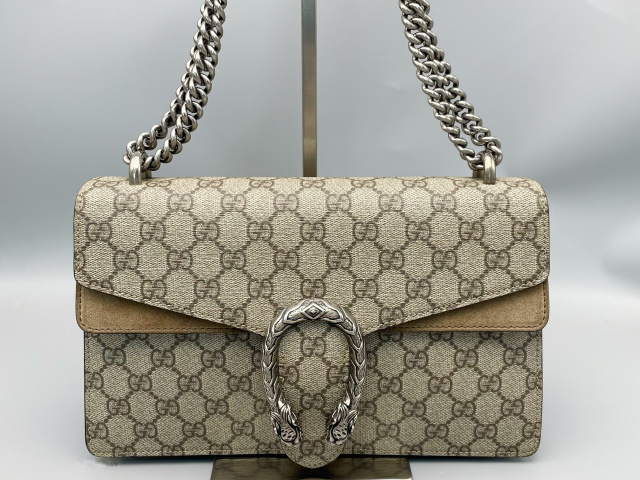 Gucci Dionysus Top Handle Chain Bag Gg Coated Canvas Beige Canvas Shoulder Bag Bag