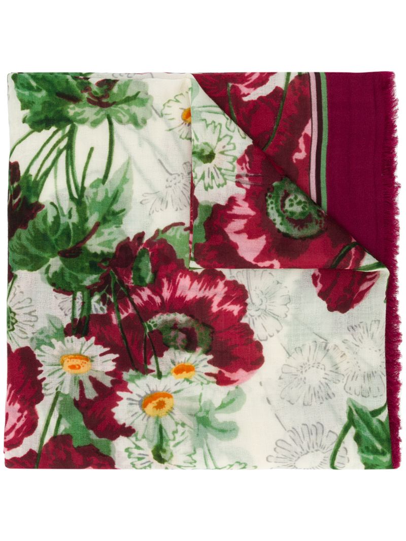 Gucci - floral print scarf - women - Wool - One Size - PURPLE